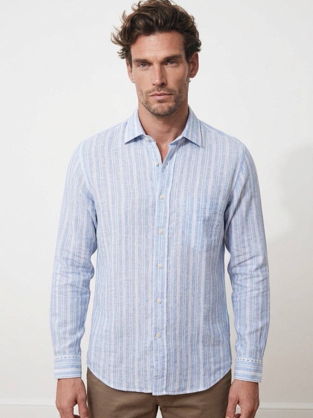 Loro Piana Andre Linen Button Down Shirt NWOT Size Large